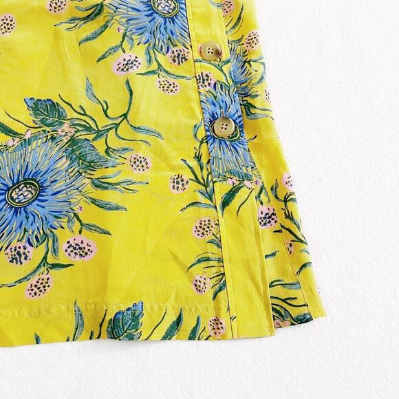 Madewell Silk Yellow Printed Flower Skirt A-Line XS - Picture 6 of 7